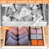 6 Pack Sock Underwear Drawer Organizer Dividers, 58 Cell Foldable Fabric Dresser Closet Organizers and Storage Bins for Clothing, Baby Clothes, Bra, Panty, Scarf, Ties (Black) view 2