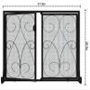 Kingson 2-Panel Fireplace Screen with Doors Handcrafted Wrought Iron Decorative Mesh, Symmetric Scroll Fire Spark Guard-Black view 3