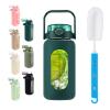 SIEROZUR 42oz Glass Water Bottle with 2-in-1 Straw Lid Large Half Gallon Water Bottle with Time Marker & Removable Silicone Sleeve,Wide Mouth BPA-Free Borosilicate Bottle for Gym, Workout & Daily Use view 1