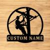 Custom Metal Wall Art - Personalized Lineman Name Sign - Lineman Gift - Home Decor view 1