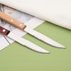 Uniturcky Dinner Knives Set of 8-8.15 inches Wooden Serrated Knives - 304 Stainless Steel Flatware with Square Wood Handle, Mirror Polished view 3