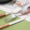 Uniturcky Dinner Knives Set of 8-8.15 inches Wooden Serrated Knives - 304 Stainless Steel Flatware with Square Wood Handle, Mirror Polished view 4