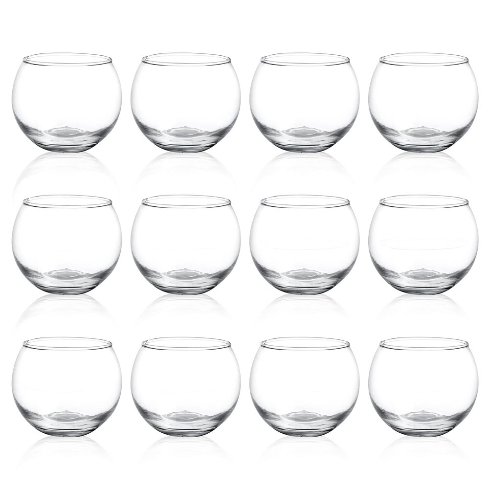 PINIWON 12pcs Clear Glass Tealight Candle Holder, Round Votive Candle Holders, Small Bowl Candle Holder Bulk for Wedding Table Centerpieces Home Decor