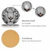 oFloral White Tiger Coasters for Drinks Wild Animal Emerald Eyes Sharp Gaze Cups Place Mats for Home Decor Set of 2, 4 Inch view 4
