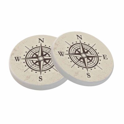 oFloral Compass Coasters for Drinks Pointer Direction Nautical Adventure Cups Place Mats for Home Decor Set of 2, 4 Inch