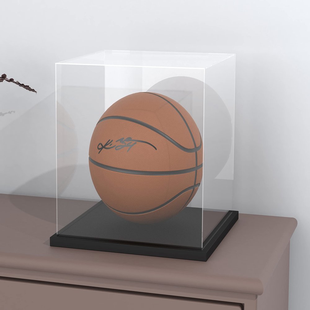 CRMPro Clear Acrylic Display Case with Black Velvet Base, Dust-Proof Acrylic Showcase, Cube Counter-Tops Box for Large Collectibles (11x11x11 inch)