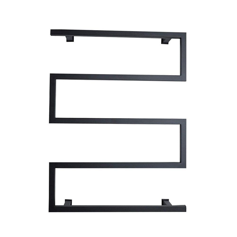 MSUDGH Electric Towel Warmer Wall-Mounted, 5 Square Bar 304 Stainless Steel Heated Towel Rack, 90W Electric Heated Towel Rack for Bathroom, Black