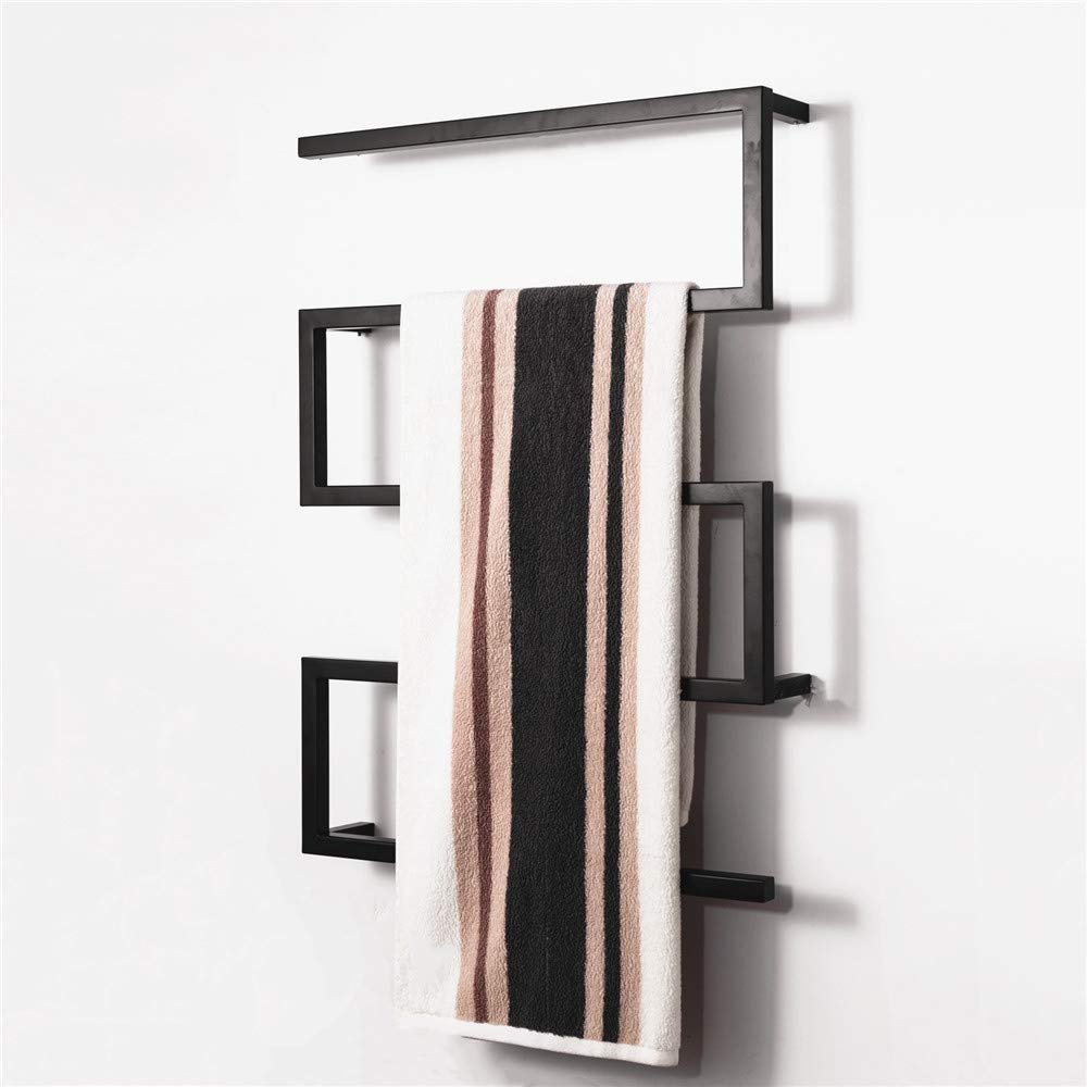 MSUDGH Black Electric Towel Rack, Electric Towel Warmer, Bow-Shaped Household Electric Towel Rack, Keep Towels and Clothes Dry, 35.4 X 25.6Inches