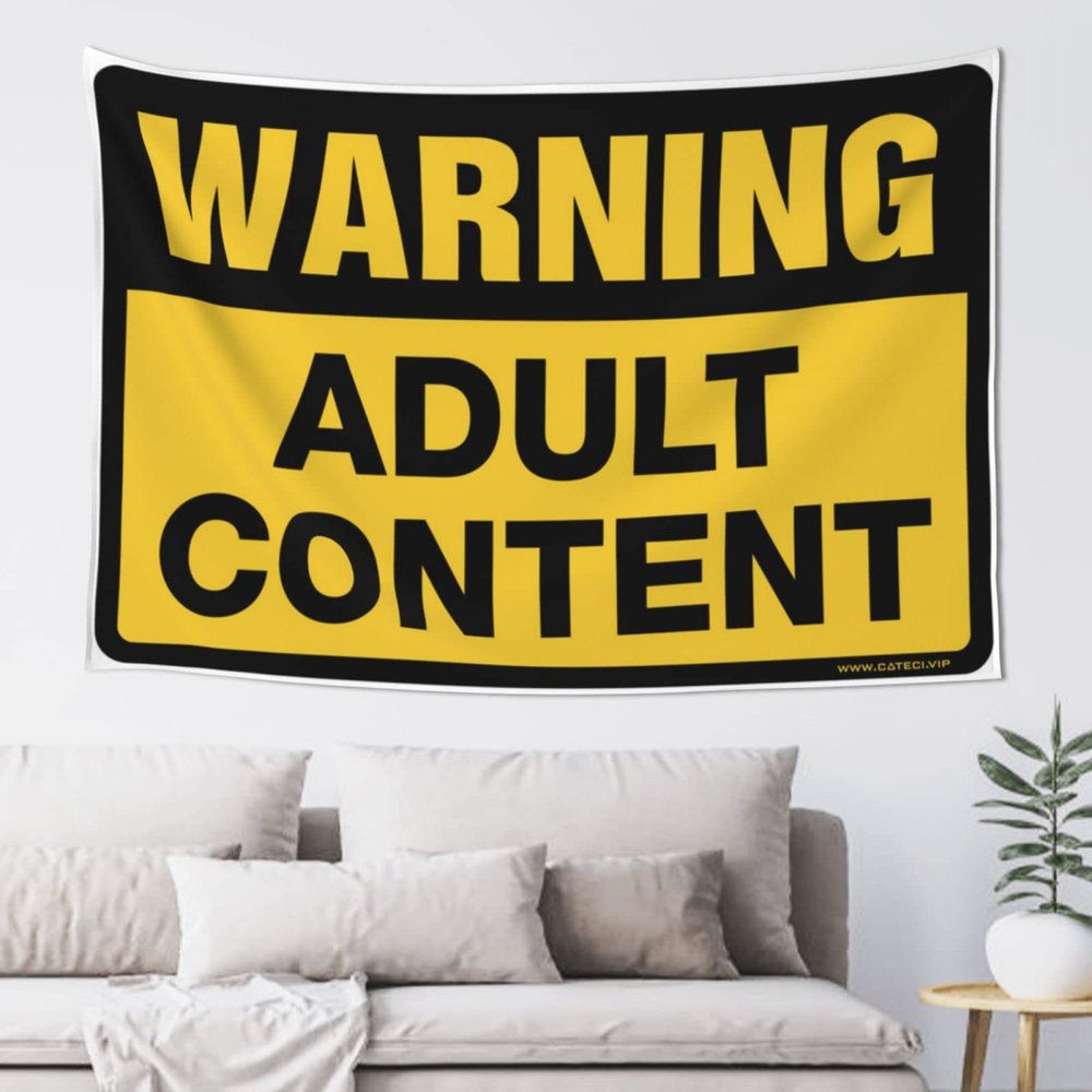 Home Decor Men Warning Adult Content Tapestry Room Decore Tapestries for Bedroom ( Size : 75X100CM )