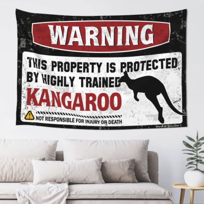 Cool Room Accessories for Teens Boys Warning This Property is Protected by A Highly Trained Kangaroo Tapestry Asthetic Room Decore Home Bar Decor ( Size : 75X92CM )