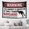 Cool Room Accessories for Teens Boys Warning This Property is Protected by A Highly Trained Kangaroo Tapestry Asthetic Room Decore Home Bar Decor ( Size : 75X92CM ) view 1