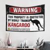 Cool Room Accessories for Teens Boys Warning This Property is Protected by A Highly Trained Kangaroo Tapestry Asthetic Room Decore Home Bar Decor ( Size : 75X92CM ) view 2