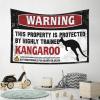 Cool Room Accessories for Teens Boys Warning This Property is Protected by A Highly Trained Kangaroo Tapestry Asthetic Room Decore Home Bar Decor ( Size : 75X92CM ) view 4