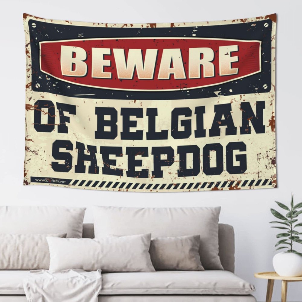 Bar Accessories for Man Cave Beware of Belgian Sheepdog Tapestry Bedroom Decor Aesthetic Men Decor ( Size : 75X100CM )