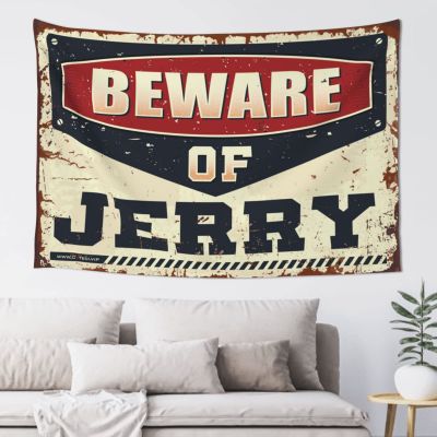 Bar Man Cave Decor Beware of Jerry Tapestry Door Decorations for Bedroom Funny Home Decor ( Size : 75X100CM )