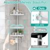 Corner Shower Caddy:125" Adjustable Inside Tension Shower Organizer Tension Pole,Rustproof Bathroom Organizer Shelves for Bathtub Shampoo Conditioner Storage,Floor to Ceiling Standing Showering Rack view 3