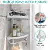 Corner Shower Caddy:125" Adjustable Inside Tension Shower Organizer Tension Pole,Rustproof Bathroom Organizer Shelves for Bathtub Shampoo Conditioner Storage,Floor to Ceiling Standing Showering Rack view 4