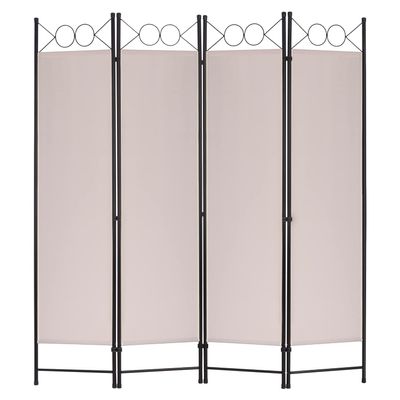 4 Panel 68" H Room Divider Partition Folding Steel Frame Screen Freestanding Privacy Divider Portable Breathable Partition Japanese-Inspired Oriental Shoji Screen Wall Divider for Home Office, Tan