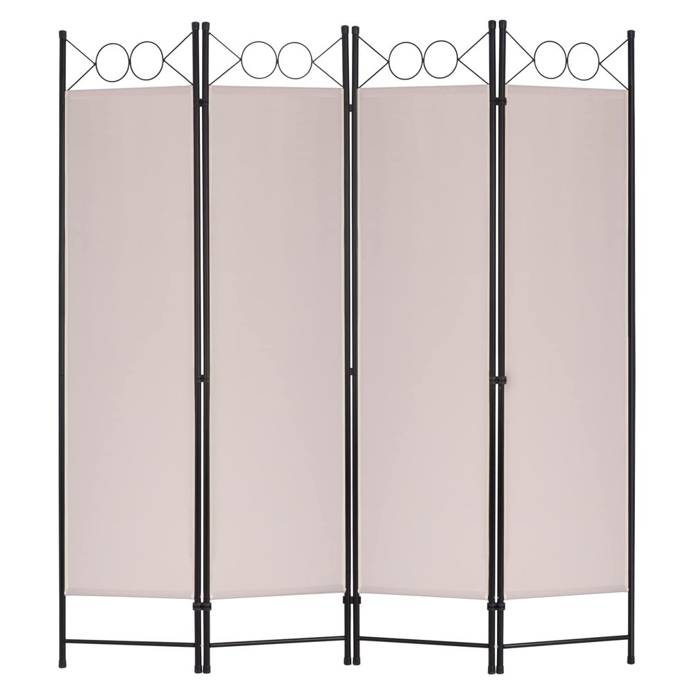 4 Panel 68" H Room Divider Partition Folding Steel Frame Screen Freestanding Privacy Divider Portable Breathable Partition Japanese-Inspired Oriental Shoji Screen Wall Divider for Home Office, Tan