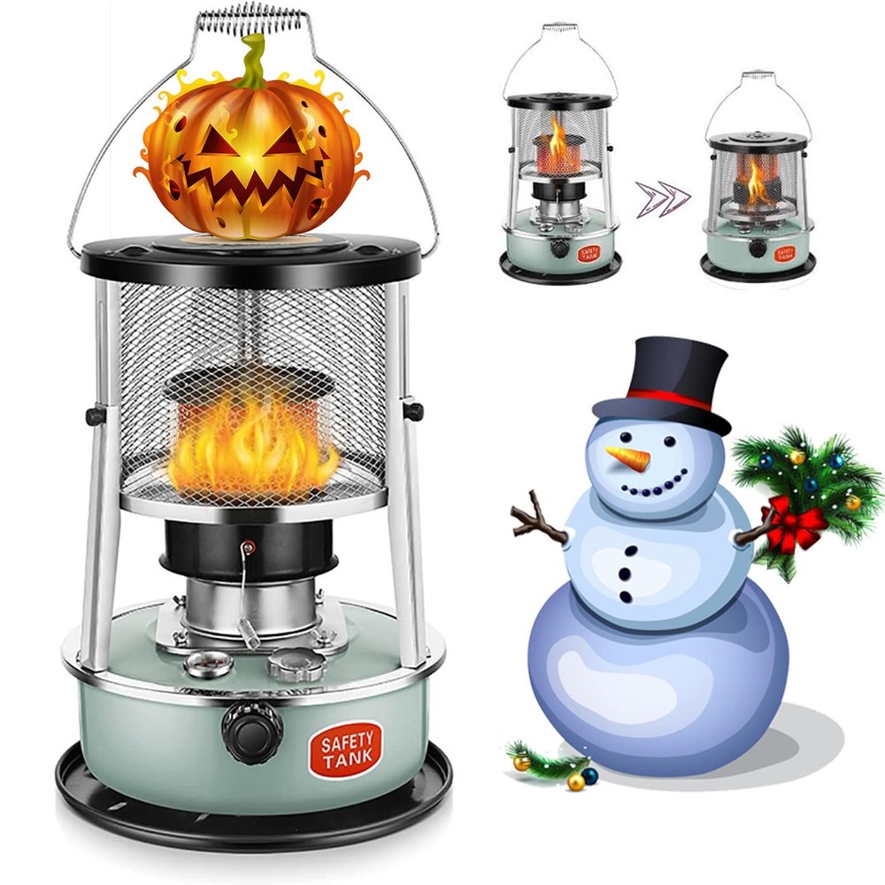 Kerosene Heater Stove,4.5L Non Electric Emergency Heaters,Portable Kerosene Space Heaters with Glass Chimneys,Adjustable Flame,for Boiling Water Heating Cooking