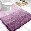 OLANLY Luxury Toilet Rugs U-Shaped 24x20, Extra Soft and Absorbent Microfiber Bathroom Rugs, Non-Slip Plush Shaggy Bath Mat, Machine Wash Dry, Contour Bathroom Mats for Toilet Base, Pinkish-Purple view 1