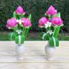 A Pair of Fake Flower Clay Lotus with Ceramic Vase for Buddha Worship view 2