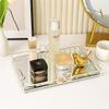 HAIGOUER Silver Perfume Trays for Dresser Elegant Silver Tray Decoration Vanity Trays for Bathroom Beautiful Vanity Tray for Perfume Size: 14 x 10 x 2" view 2