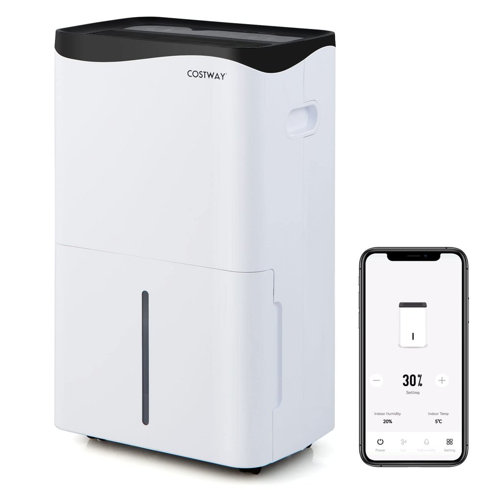 COSTWAY 5,500 Sq. Ft Dehumidifier for Basement & Large Room, 100 Pint Dehumidifier with Smart App & Alexa Voice Control, 4 Modes, 2 Speeds, 24H Timer, Low Noise