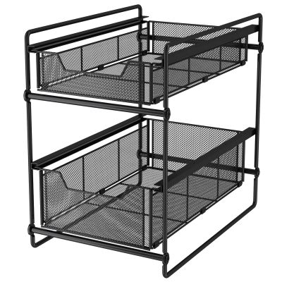 Cabinet Organizer Drawer, Under Sink Organizers And Storage 2-Tier Under Cabinet Bathroom Organizer Sliding Drawer LYWY (Color : Black, Size : 40x27x40cm)