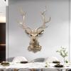 Deer Head Wall Sculptures Home Decor,Wall Mounted Faux Antlers Wall Sculptures,Faux Taxidermy Animal Head Wall Decor,Handmade Resin Head Sculptures,for Office Bar Holiday Home Decoration view 1