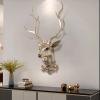 Deer Head Wall Sculptures Home Decor,Wall Mounted Faux Antlers Wall Sculptures,Faux Taxidermy Animal Head Wall Decor,Handmade Resin Head Sculptures,for Office Bar Holiday Home Decoration view 2