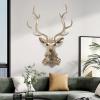 Deer Head Wall Sculptures Home Decor,Wall Mounted Faux Antlers Wall Sculptures,Faux Taxidermy Animal Head Wall Decor,Handmade Resin Head Sculptures,for Office Bar Holiday Home Decoration view 3