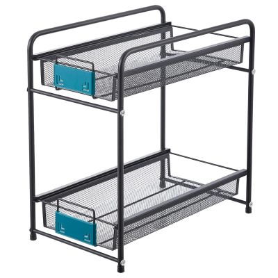 Cabinet Organizer Drawer, Under Bathroom Cabinet Sliding Basket Organizer Kitchen Multi-purpose Under Sink Shelf LYWY (Color : Black, Size : 39x29x39.5cm)