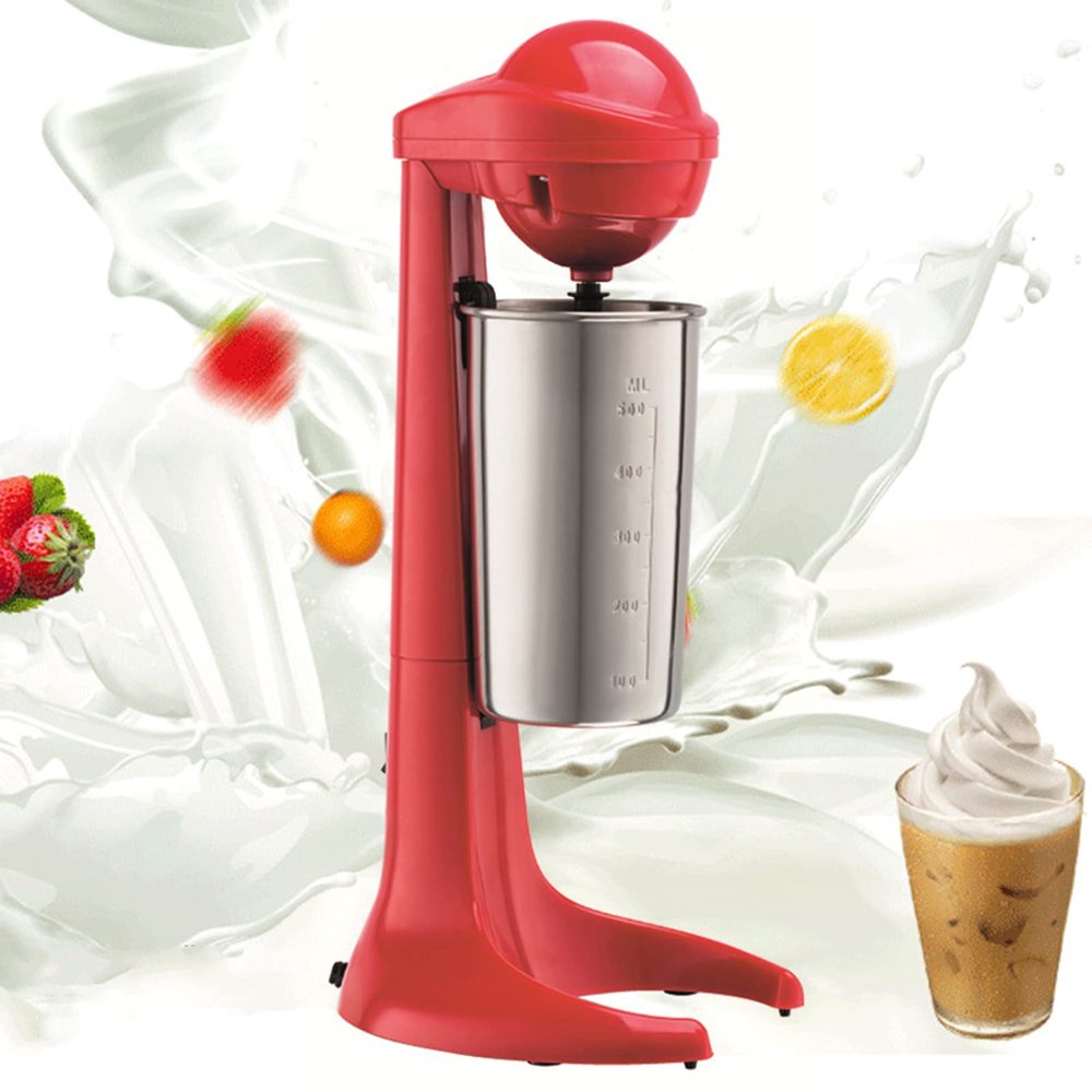 Milkshake Maker Machine,Commercial Electric Milkshake Machine with Stainless Cup,Two-Speed Stainless Steel Milkshake Mixer Smoothie Machine Drink Mixer for Restaurant Cafe Bar 100W (Red)