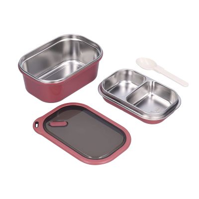 1.2L Stainless Steel Bento Box Double?layer Leak?Proof Sealed Food Container Storage Box for School Office Picnic(red), 1.2L Stainless Steel Bento Box Double?layer Leak?PLunch Box Student Lunch B