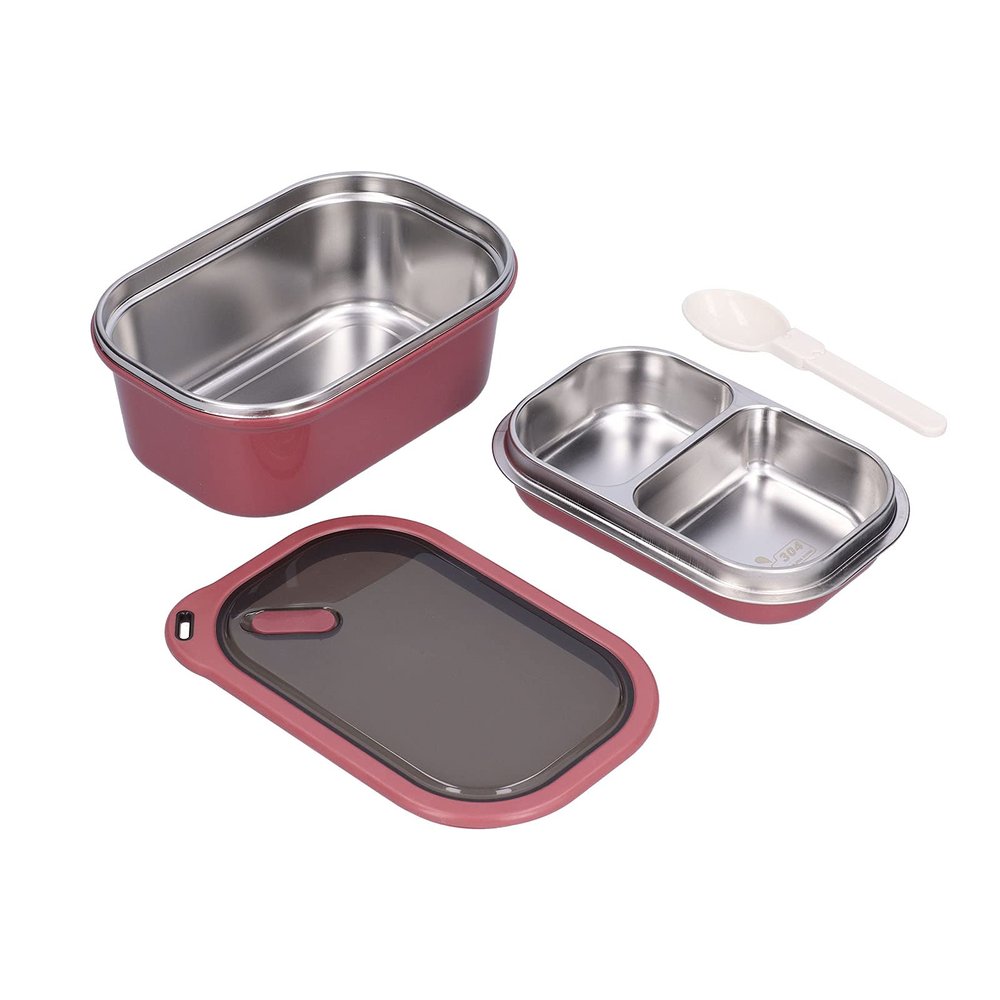 1.2L Stainless Steel Bento Box Double?layer Leak?Proof Sealed Food Container Storage Box for School Office Picnic(red), 1.2L Stainless Steel Bento Box Double?layer Leak?PLunch Box Student Lunch B