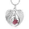 SHEIL Crystal Dog Paw Heart Urn Necklace with Angel Wing Cremation Jewelry for Ashes of Pet Keepsake Memorial Pendant view 1