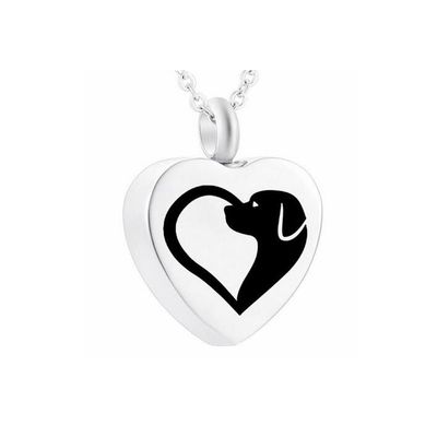 SHEIL Pet Memorial Jewelry Carved Dog/Cat in My Heart Stainless Steel Cremation Necklace Hold Ashes for Animal Keepsake Urn Pendant