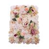 6 Pcs Artificial Flowers Wall Champagne and Pink Romantic Flower Wall for Background Decoration Silk Roses Hanging Wall Panel Wedding Photography Venue Main Road Decor Silk Flower Panels view 1