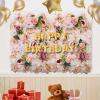 6 Pcs Artificial Flowers Wall Champagne and Pink Romantic Flower Wall for Background Decoration Silk Roses Hanging Wall Panel Wedding Photography Venue Main Road Decor Silk Flower Panels view 2