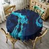 Kazynee Dark Blue Marble Print Tablecloth - 70" Round Tablecloths for Circular Table Cover with Luxury Watercolor Ink Art Pattern,Great for Parties,Weddings,Kitchen,Wrinkle-Resistant Table Cover view 3