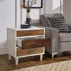 Inspire Q 3-Drawer Modern Wood & Metal Nightstand in White/Natural view 2