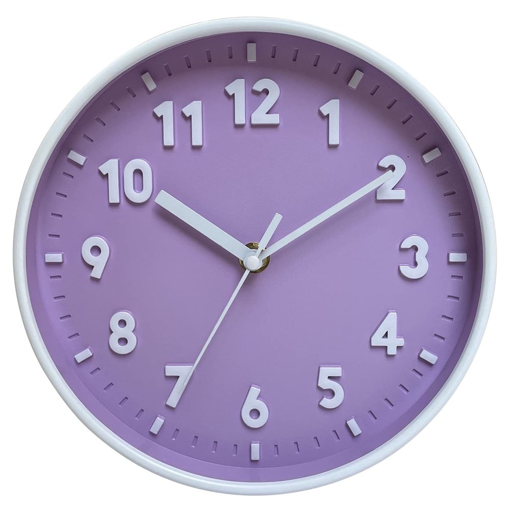 Non-Ticking Silent Decorative Clocks,Wall Clock, Convenient,Wall Decoration,Decorative Clock for Home Kitchen Cafe Hotel Office Decor (8IN Purple)