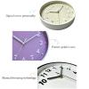 Non-Ticking Silent Decorative Clocks,Wall Clock, Convenient,Wall Decoration,Decorative Clock for Home Kitchen Cafe Hotel Office Decor (8IN Purple) view 2
