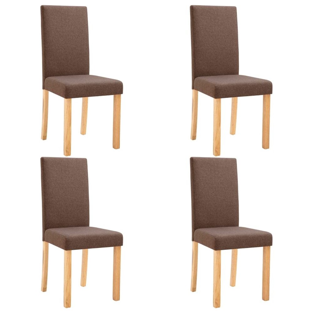 vidaXL 4-Piece Dining Chairs - Elegant and Comfortable Brown Fabric Upholstered Dining Room Seats with Solid Wood Frame.