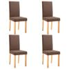 vidaXL 4-Piece Dining Chairs - Elegant and Comfortable Brown Fabric Upholstered Dining Room Seats with Solid Wood Frame. view 1
