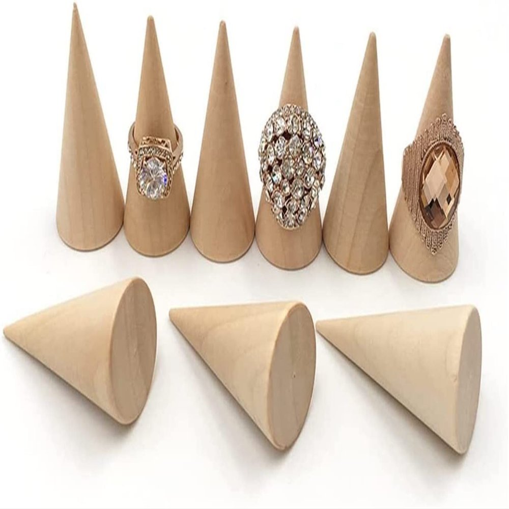 YQBUER Creative Solid Wood Cone Ring Display Stand RingJewelry Storage Cabinet Shooting Props Factory Wholesale