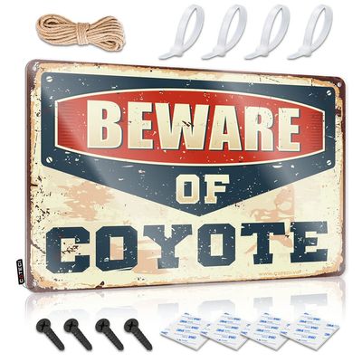 Bar Accessories for Man Cave Beware of Coyote Sign Tiki Bar Decorations Man Cave Decor ( Size : 30X40CM )