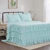 Dainty Homes -11 Pcs. Luxury Multi Ruffle Bedspread,Comforter,Sheet Set, and Bed Runner with Cushion Cover 100% Egyptian Cotton 600-TC- Full Size 20" Deep Pocket (Solid Aqua) view 1