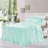 Dainty Homes -11 Pieces Dual Ruffle Bed Spread,Comforter,Sheet Set, and Bed Runner with Cushion Cover 100% Egyptian Cotton 600-TC- Full XL Size25 Deep Pocket (Solid Aqua) view 1